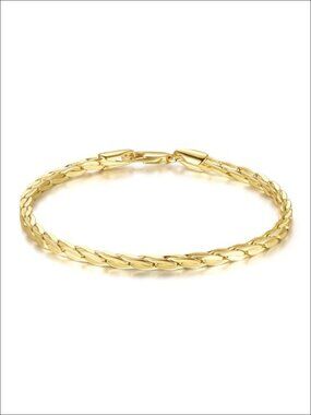 14k Gold Plated Double Braided Chain Bracelet Unisex Stackable